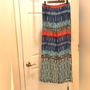 Bisou Bisou flowy transparent pants with shorts sz small blue and orange